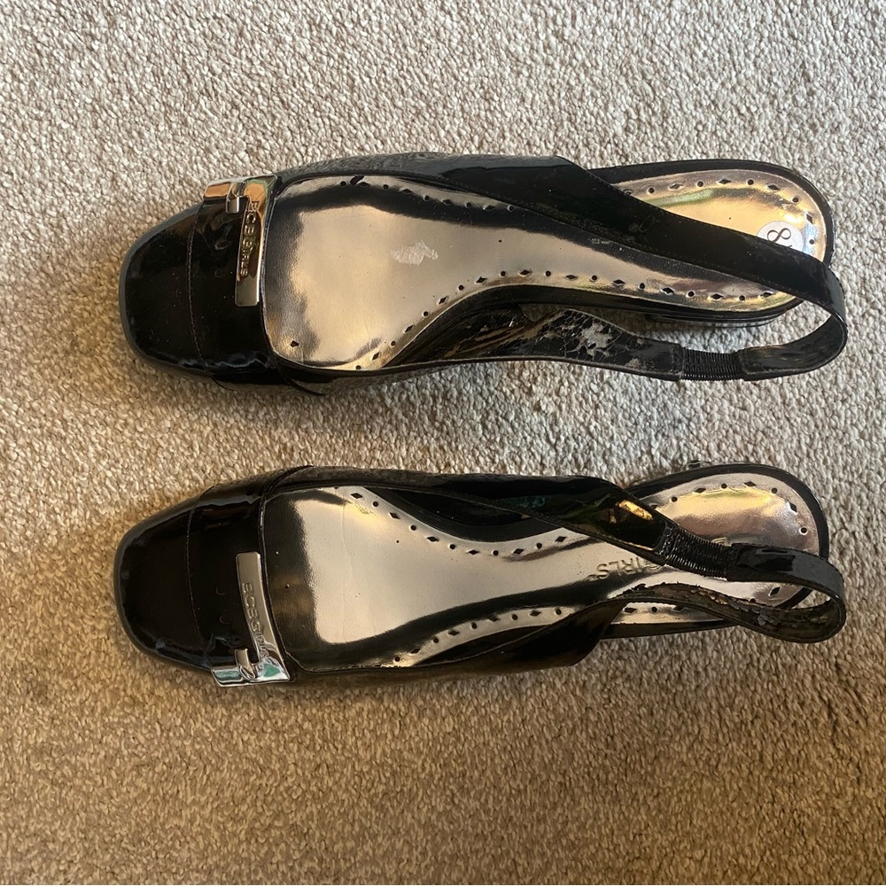 BCBG Black Patent Slingback Heels